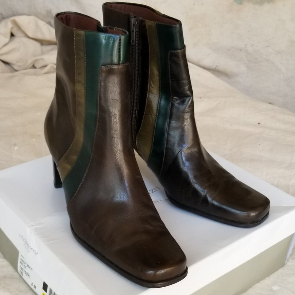 Liz Claiborne Flex Trinity Leather Ankle Boots Reddish Brown Size 8M